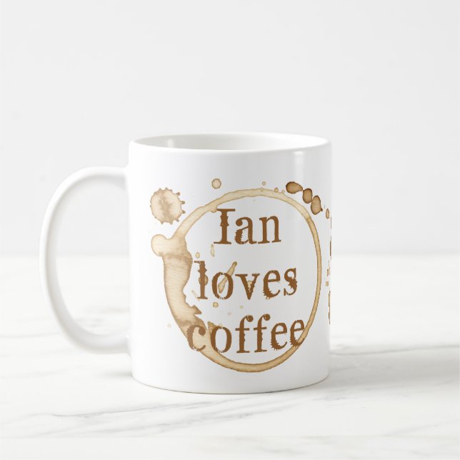Mug Café personnalisé Stains Grunge Texte amusant (Gauche)