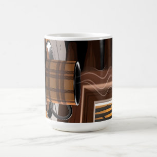 Mug Café Plaid Cabine Art Automnal Forêt Rustique Mais