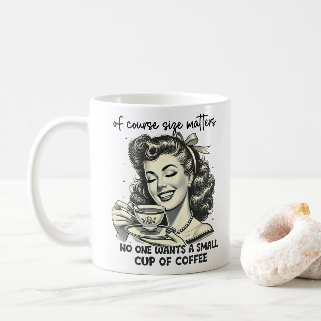 Mug Café Rétro Sarcastique "Évidemment, la Taille Comp (Avec donut)
