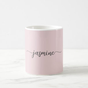 Mug Café Signature Monogramme Rose Pâle Élégant
