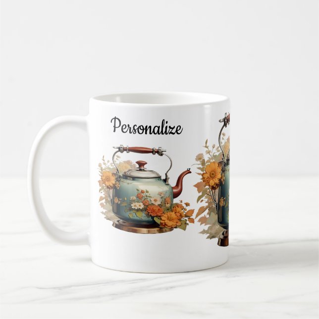 Mug Café Tea Time Joli Fleurs Floral Pot Design (Gauche)