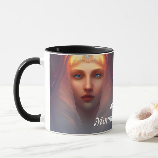 Mug Caféine du matin de Sandy personnalisable (Avec donut)