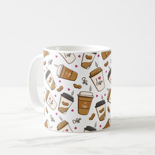 Mug Cafés, Fèves de café, Amateur de café, Coeurs (Devant gauche)