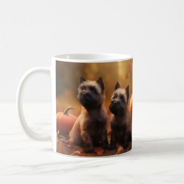Mug Cairn Terrier Chiot Automne Citrouille de plaisir (Gauche)