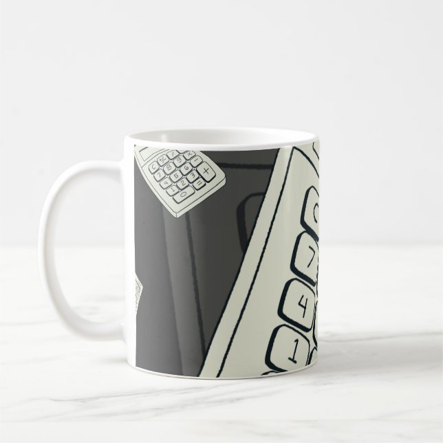 Mug Calculatrice minimaliste et illustration de motif  (Gauche)