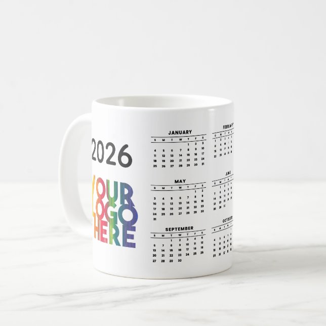 Mug Calendrier 2026 Business Logo Corporate Office Cad (Devant gauche)