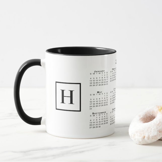 Mug Calendrier Chic Monogramme 2026 (Avec donut)