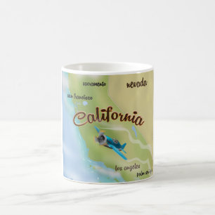 Mug California USA carte vintage et affiche de voyage.