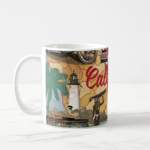 Mug Californie vintage : carte touristique.