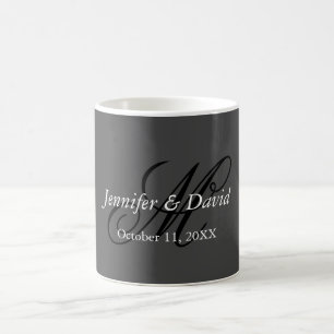 Mug Calligraphie attrayante Monogramme Mariage Gris