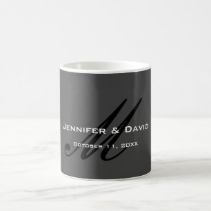 Mug Calligraphie classique Monogramme Mariage gris