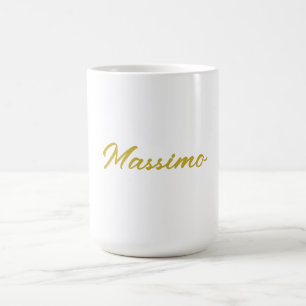 Mug Calligraphie Élégant Or Blanc Simple Nom