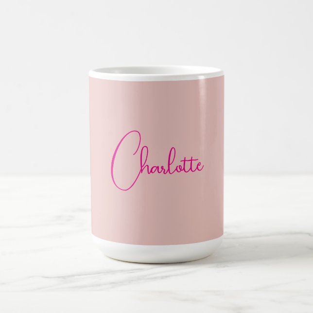 Mug Calligraphie Élégant Rose Or Plaine Nom simple (Centre)