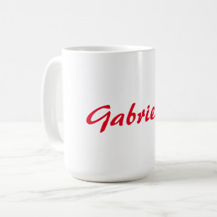Mug Calligraphie Élégant Rouge Blanc Plaine Nom simple