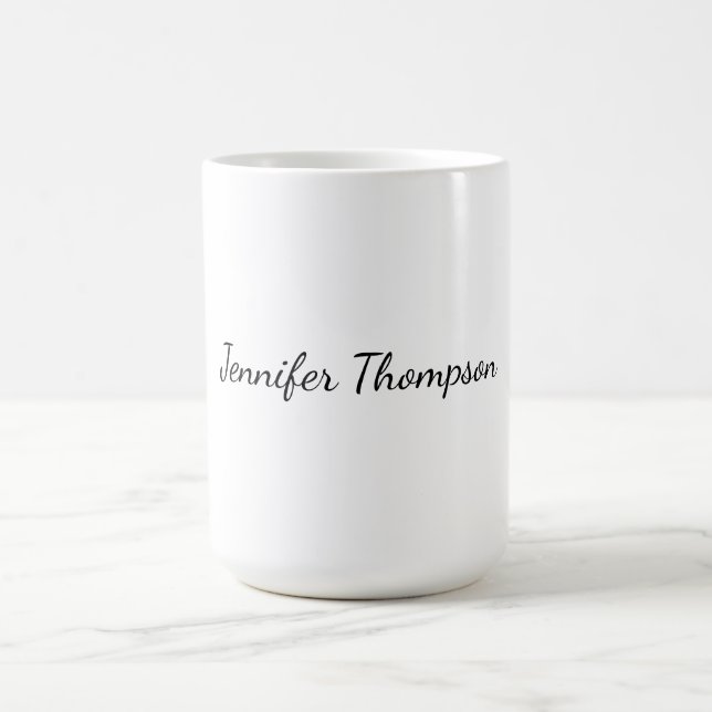 Mug Calligraphie Élégant Simple Nom Plain (Centre)