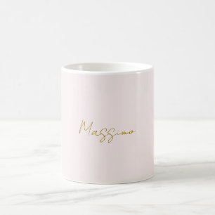 Mug Calligraphie élégante de couleur or et pastel Nom 