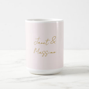 Mug Calligraphie élégante de couleur or et pastel Nom