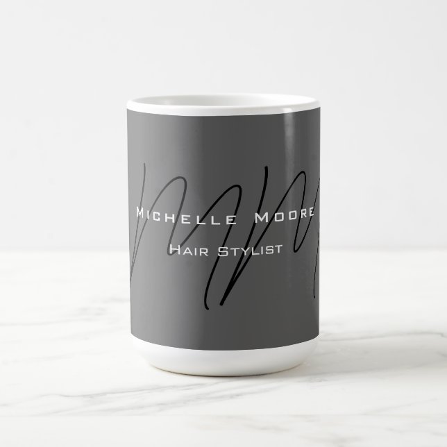 Mug Calligraphie gris-noir monogramme (Centre)