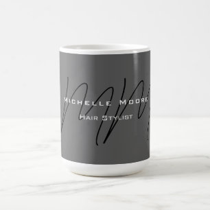 Mug Calligraphie gris-noir monogramme