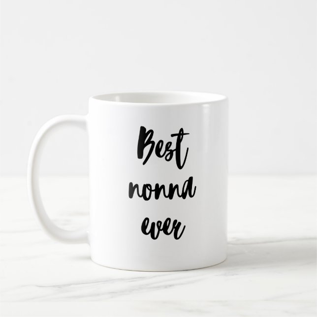 Mug Calligraphie minimaliste simple Meilleure Nonna ja (Gauche)
