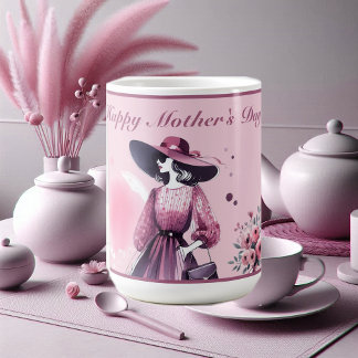 Mug Calligraphie moderne Mères Photo Plum Aquarelle
