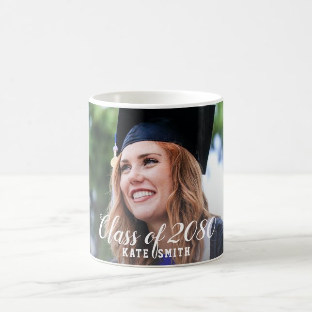 Mug Calligraphie moderne Photo personnalisée Graduatio (Centre)