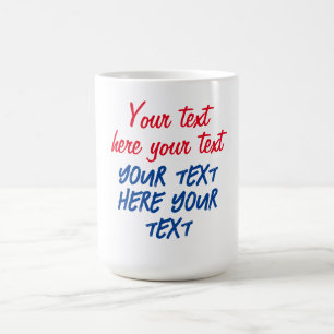 Mug Calligraphie rouge bleu Votre texte ici Remplacer 