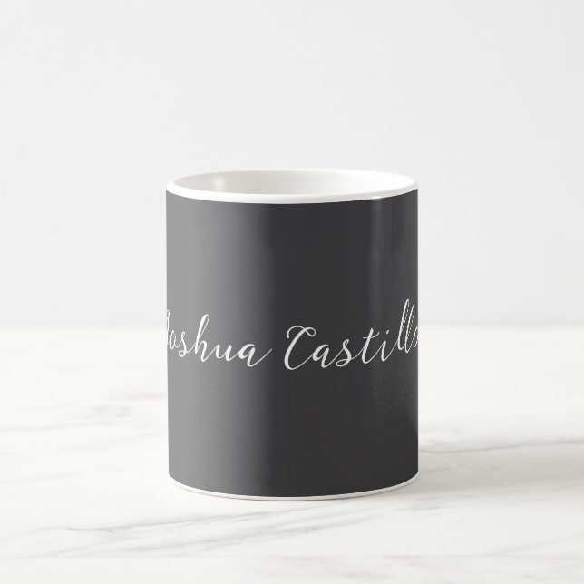 Mug Calligraphie Simple Gris Nom Professionnel (Centre)