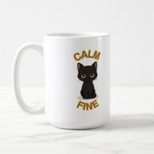 Mug **Calm Fine Cat – Black & Gold Minimal Cat Art** (Gauche)