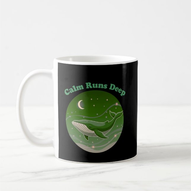 Mug Calm Runs Deep Whale Mindfulness Ocean (Gauche)