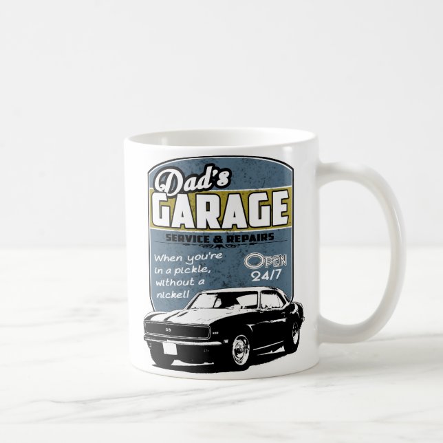 Mug Camaro noir et blanc du garage du papa (Droite)