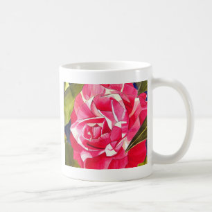 Mug Camélia d'un rose vif, art floral en aquarelle