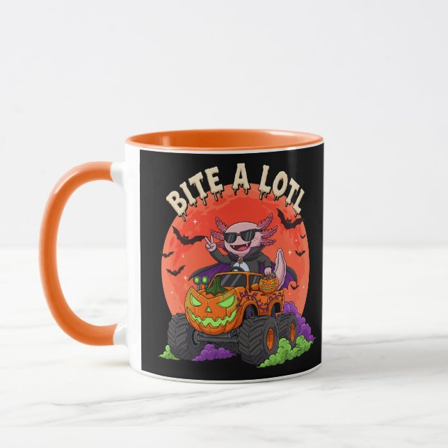 Mug Camion Citrouille d'Halloween Cute Axolotl Dracula (Gauche)