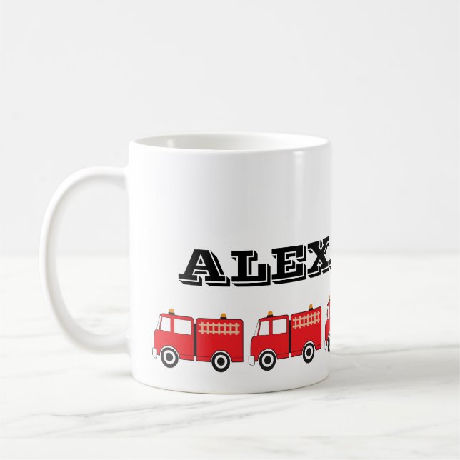 Mug Camion d'incendie rouge personnalisé (Gauche)