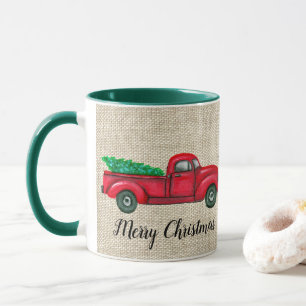 Mug Camion rouge vintage Arbre de Noël Musique