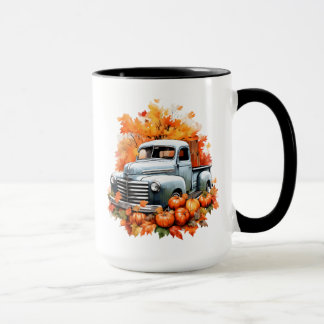 Mug Camion vintage avec Citrouilles et feuilles d'auto