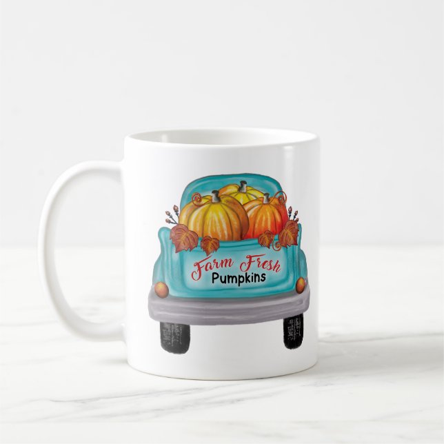 Mug Camion Vintage Citrouille frais de ferme (Gauche)