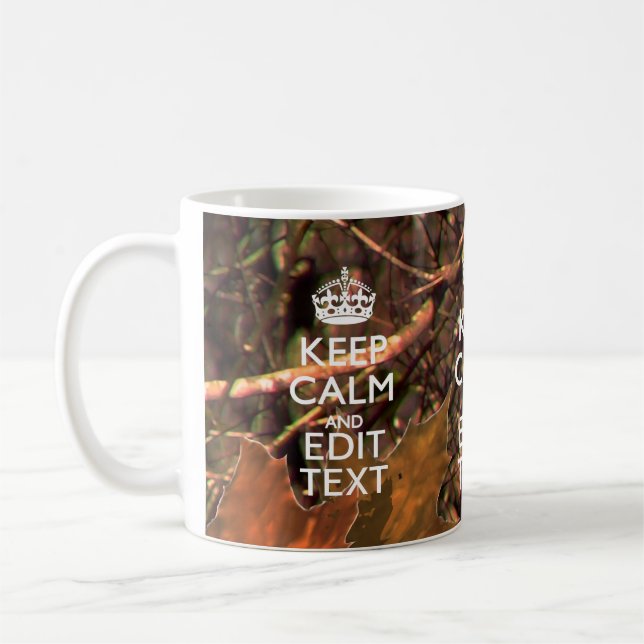Mug Camouflage Automne Saison Restez Calme Votre Texte (Gauche)