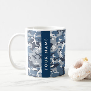 Mug Camouflage bleu neige d'hiver Votre nom Personnali
