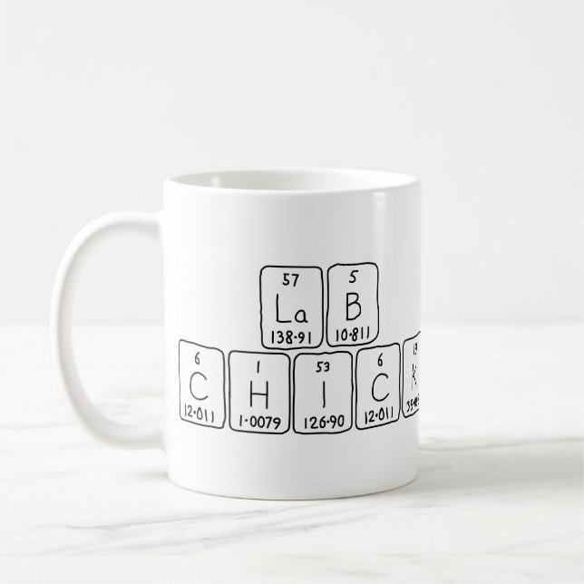 Mug Camouflage de nom de table périodique Lab Chick (Gauche)