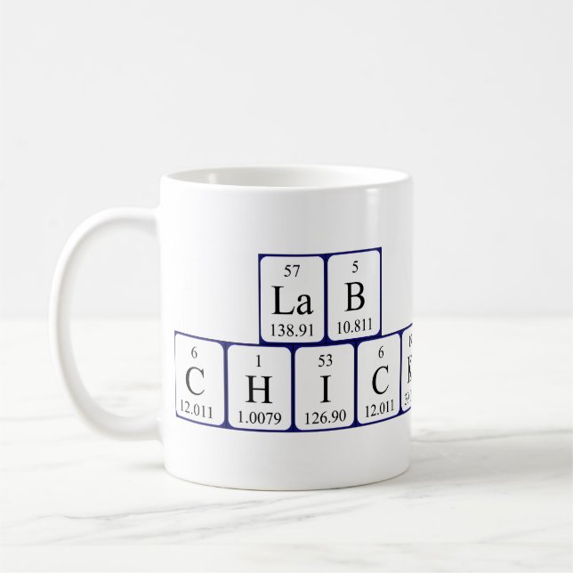 Mug Camouflage de nom de table périodique Lab Chick (Gauche)