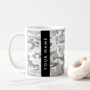 Mug Camouflage gris neige d'hiver Votre nom Personnali