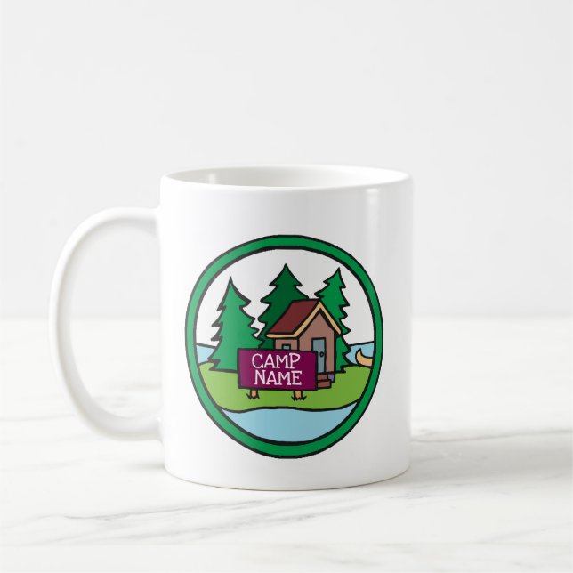 Mug Camp de jeunes d'été île cabine avec panneau perso (Gauche)
