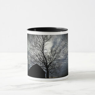 Mug Campagne avec ciel et arbres nus Noir et blanc