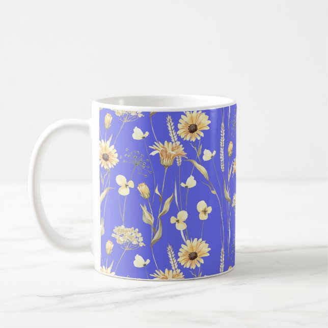 Mug Campagne de prairie imprimé bleu (Gauche)