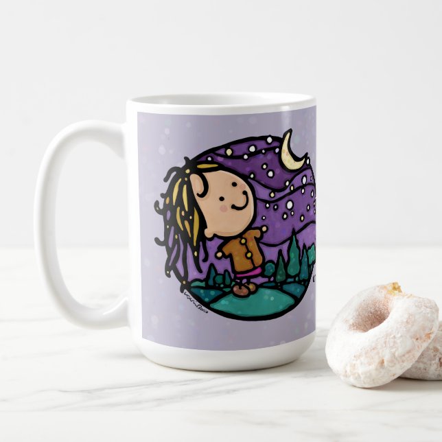 Mug Camper Girl Randonnée personnalisée (Avec donut)