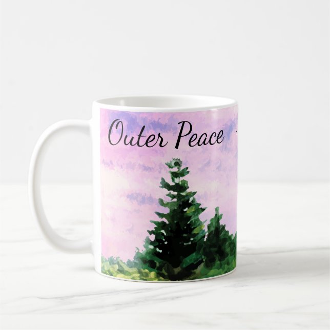 Mug Camping à l'extérieur aquarelle Bois Arbres couché (Gauche)