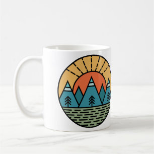 Mug camping feu montagnes wanderlust, randonnée
