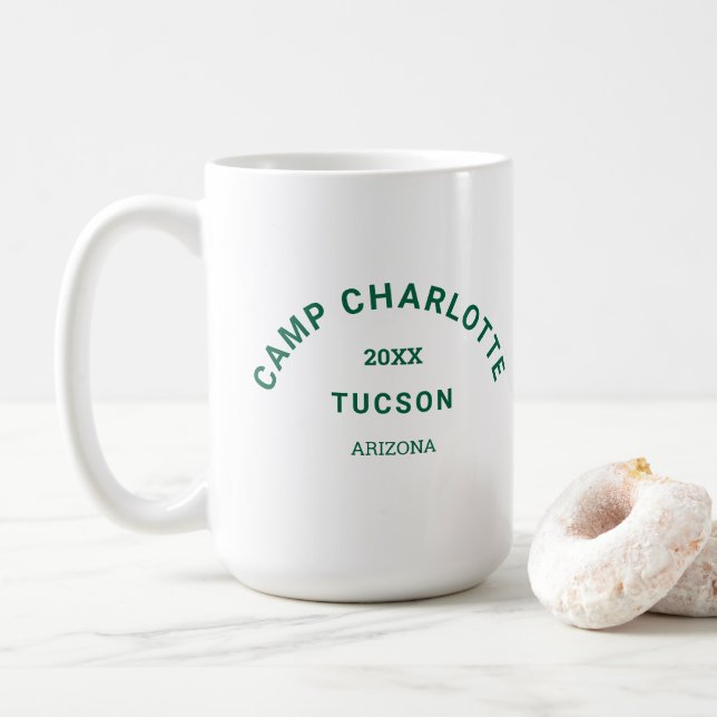 Mug Camping Thème Forêt Green Camp Crest Bachelorette (Avec donut)