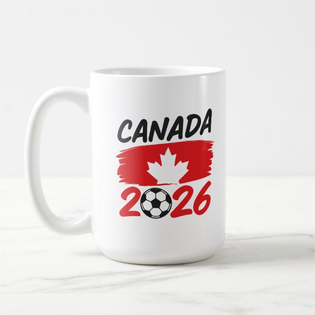 Mug Canada 2026 Soccer Fan Design with Maple Leaf (Gauche)